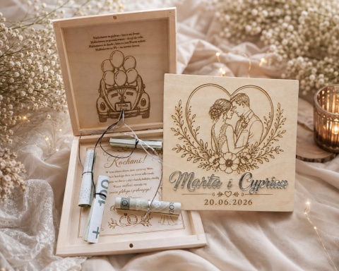 Personalizowane Drewniane Pudełko na Pieniądze i Życzenia